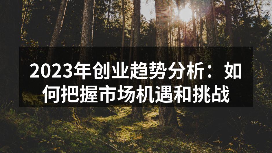 2023年创业趋势分析：如何把握市场机遇和挑战